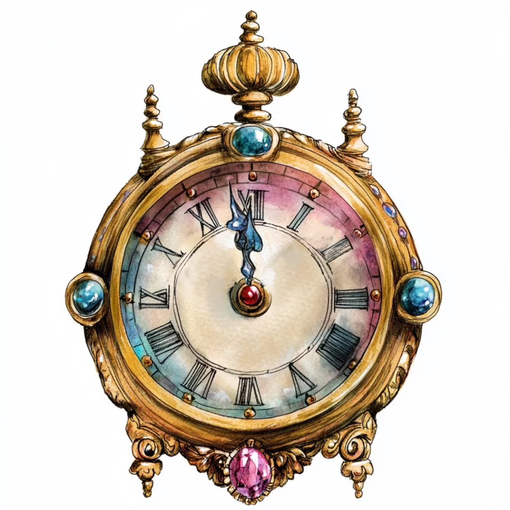 The clock striking midnight as Cinderella rushes to leave the ball, a key moment in the fairy tale.