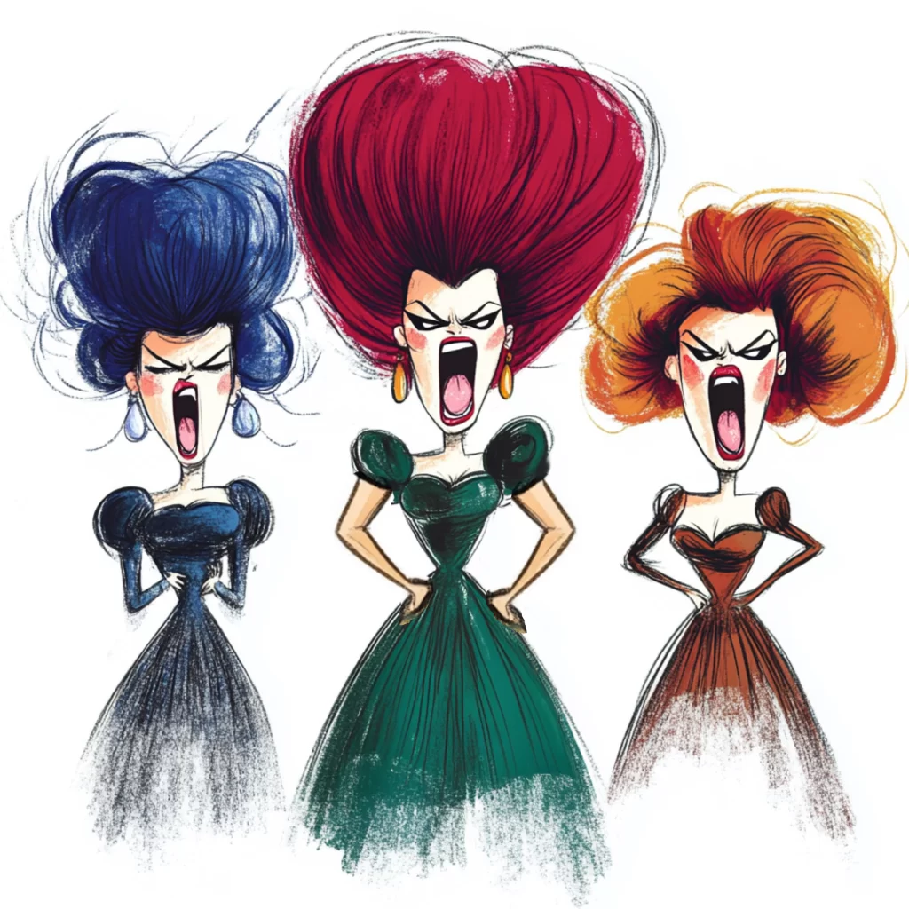 Cinderella’s stepsisters teasing and being cruel to her, a key moment in the fairy tale.