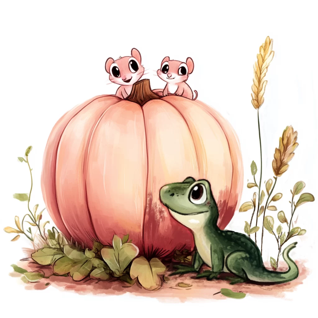 The fairy godmother turning a pumpkin and mice into a beautiful carriage for Cinderella.